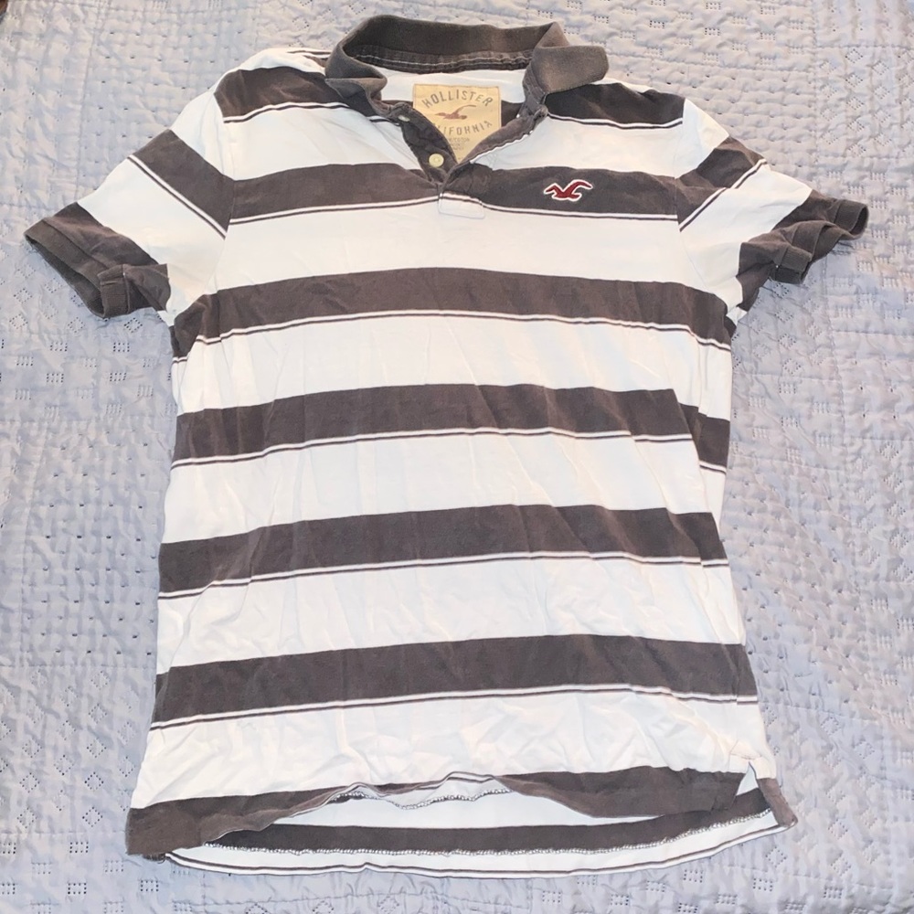 Men’s XL Brown and White Stripped Polo